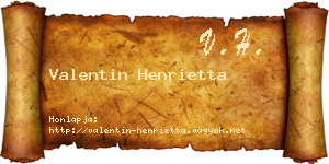 Valentin Henrietta névjegykártya